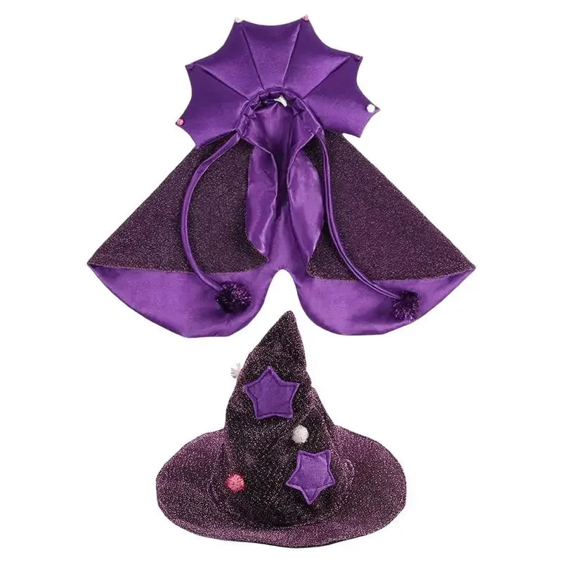 Cat Halloween Costume Comfortable Cat Wizard Outfit Witch Dog Costume Cat Cloak Witch Hat Halloween Dog Cloth - product image