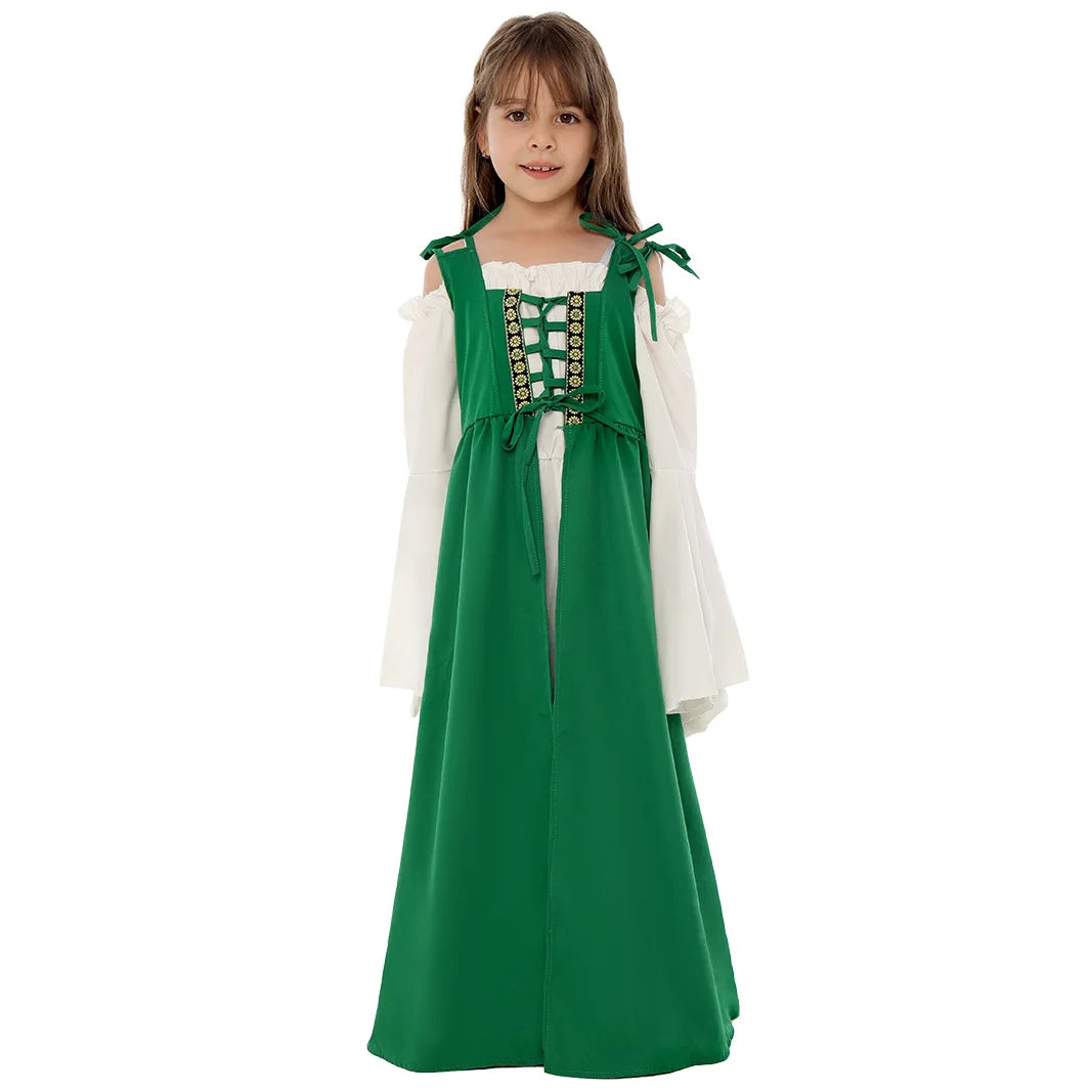 Women's Medieval Renaissance Drama Dance Girdle Cos Love Live Halloween Costume - green / XXL