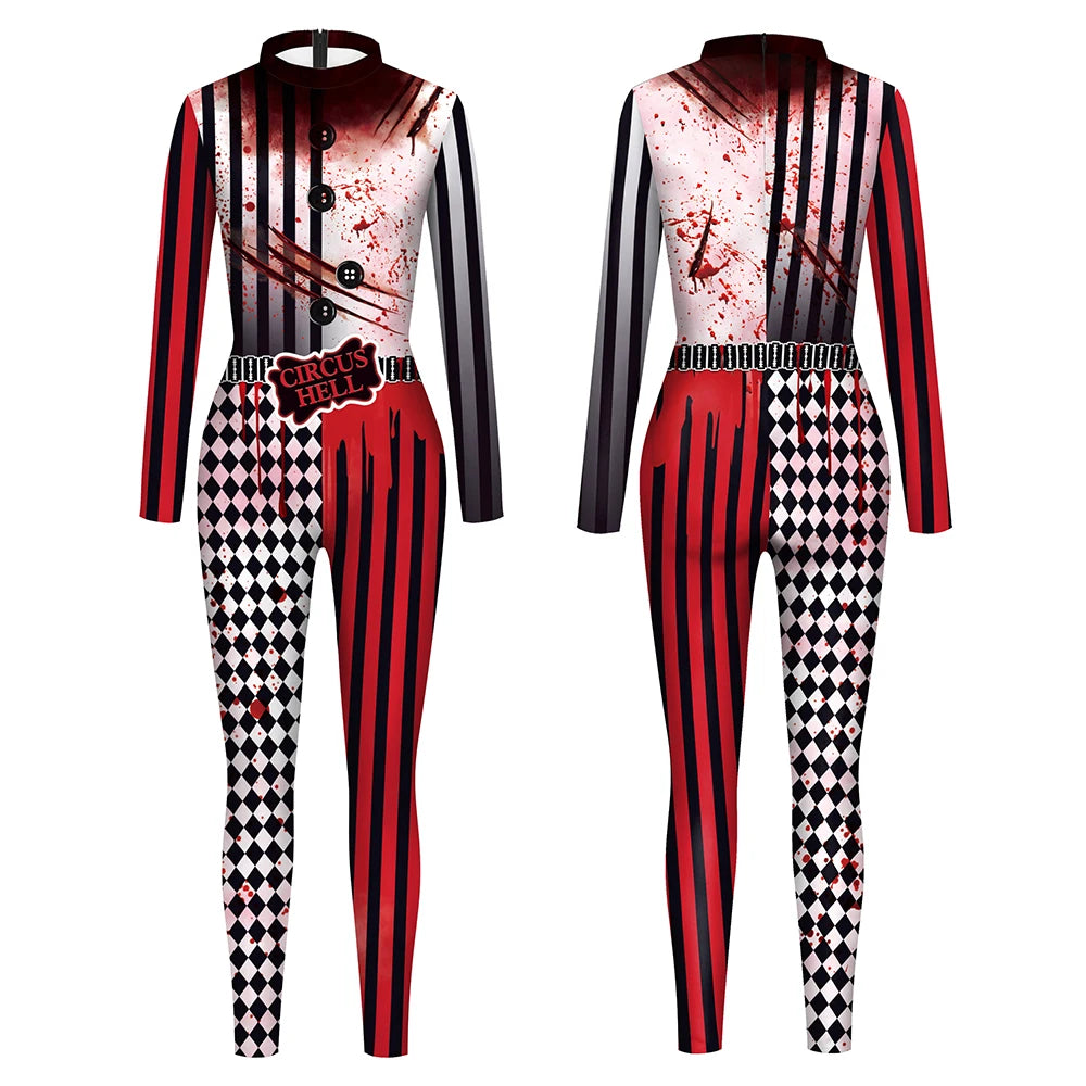 Color Cosplayer Clown Jumpsuit Hero Costume Halloween Dress Suit Leggings Sleeve Bodysuit - kid jumpsuit / S