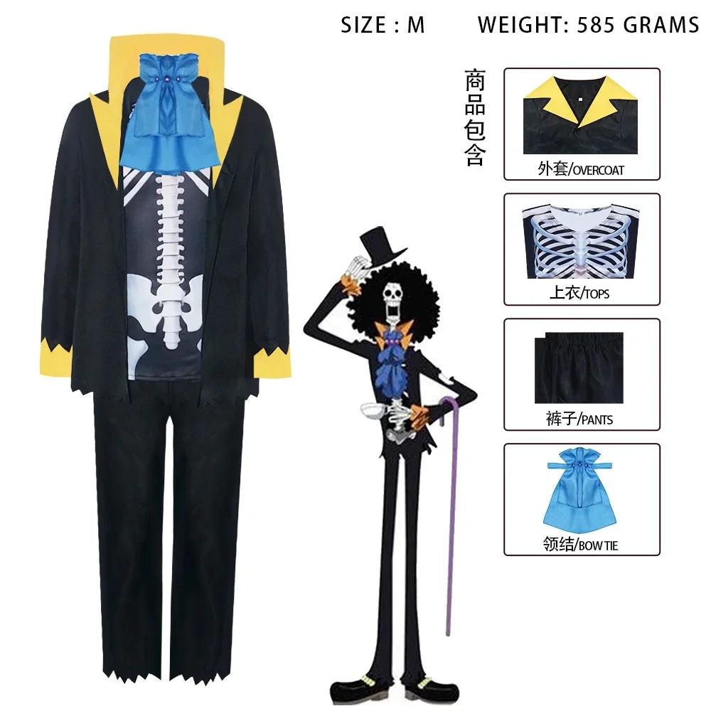 Men's Anime Soul Emperor Brook Black Uniform Suit Orange Costume - alternate view 4