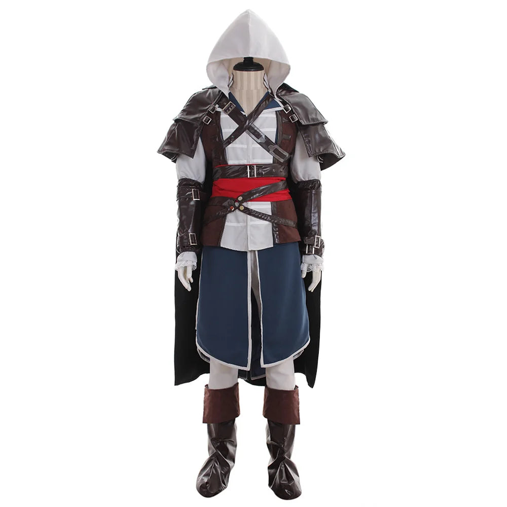 Edward Kenway Costume Men Battle Uniform Suits Full Set Halloween Outfits - XXL