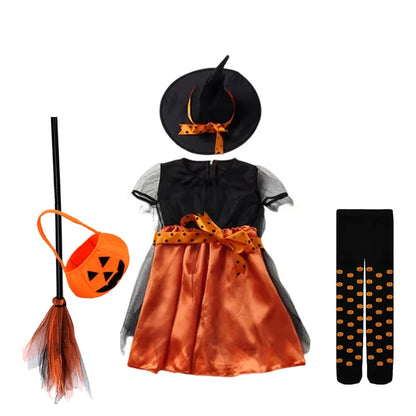 5 Styles Halloween Costume for Kids Girls Purple Bat Dress Halloween Fantasy Vampire - Brown / 11-12T(160)