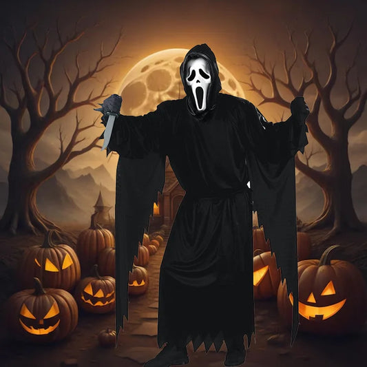 Scream Ghostface Costume Horror Movie Mask Robe Outfit Adult Halloween Suit - Scream-A / Adult-S