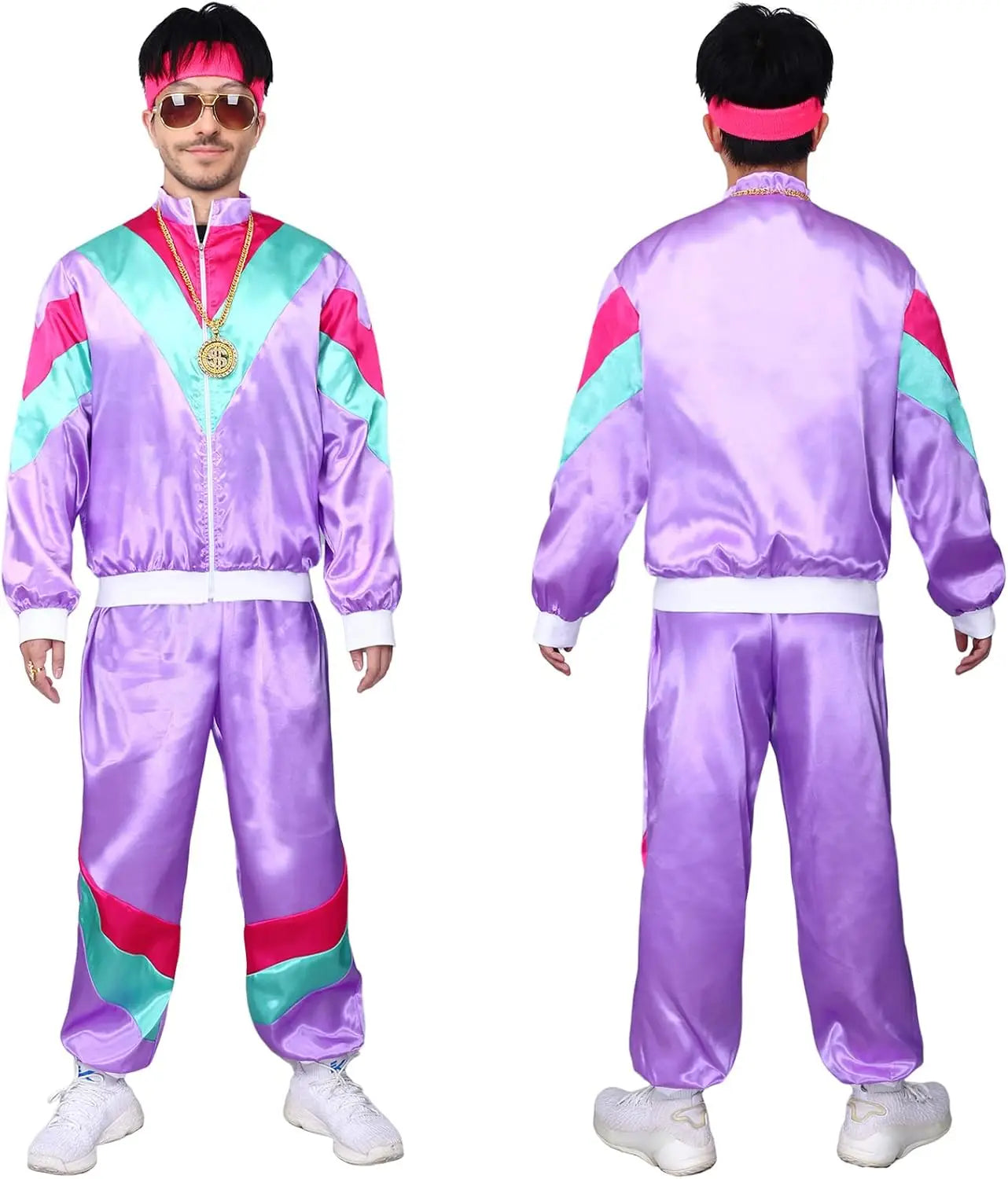 Kicpot 80s Costumes for Women,Retro Tracksuit Jacket Shell Hip Hop Suit,90s 80s Outfit for Women Party - product image 3