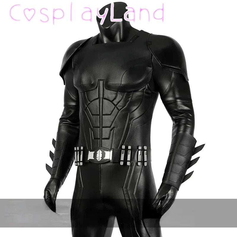 Michael Keaton Superhero Bat Bruce Wayne Costume Hero Armor Outfit with Cowl Black Leather - Full Set NO Mask / XL