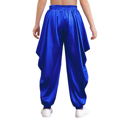Kids' Arab Prince Satin Dhoti Pants Elastic Waistband Loose Baggy Trousers Costume - alternate view 2