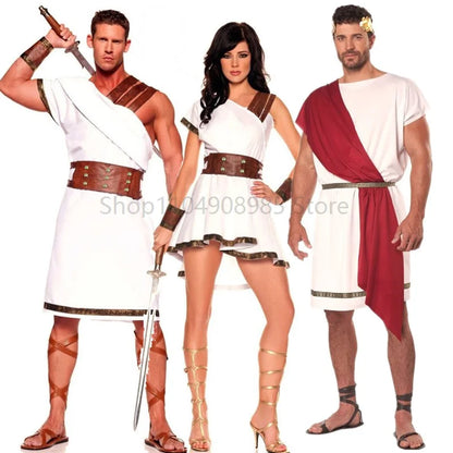Halloween Ancient Arabic Roman Warrior Costume Medieval Greek Mythology Goddess Couple - style-1-No sword / M
