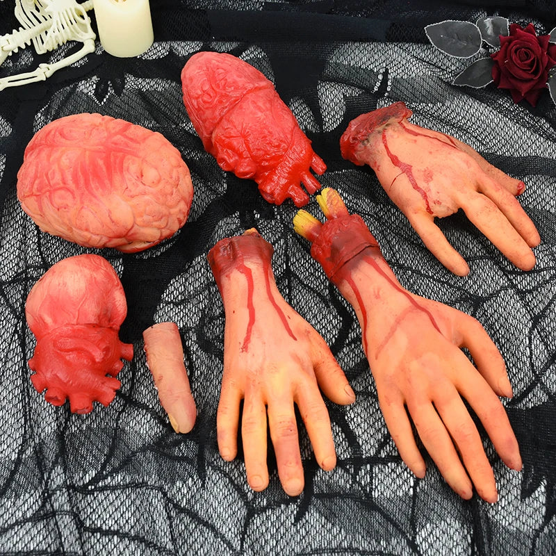 Horror Halloween Party Props Scary Bloody Fake Hand Finger Leg Foot Heart for - product image 4