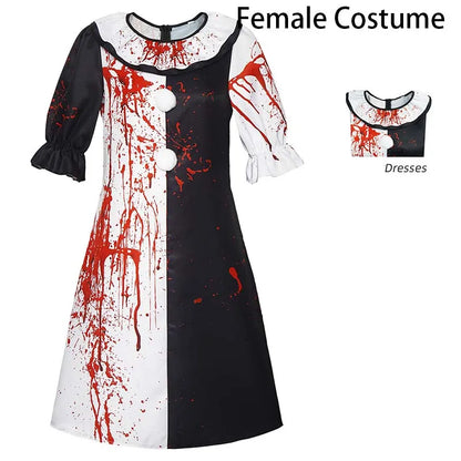 Art the Clown Costume ‌Terrifierr 3 Bloody Outfits Killer Clowns Jumpsuits for Halloween - Female Full Set / L