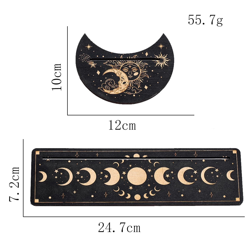 Sun & Moon Wooden Tarot Card Display Stand – 2 Piece Set