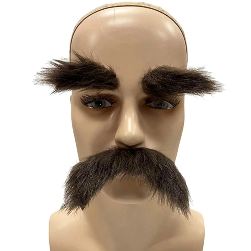 Fake Facial Hair Set Fake Eyebrow Mustache Kit Halloween Masquerade Cosplay Prop Male Club Party Costume - product image 3