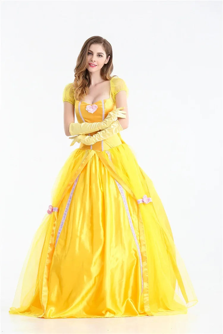 Women's Princess Beauty Yellow Ball Gown Princess Ball Gown Christmas Costume - alternate view 5