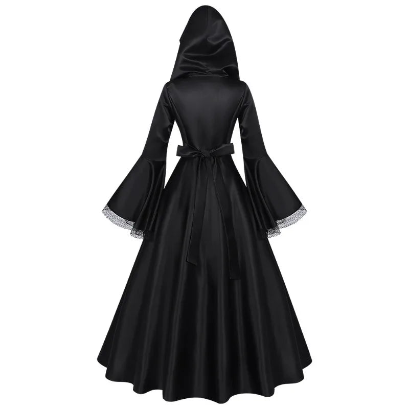 Women Gothic Hooded Long Dress Bell Sleeve Halloween Ghost Bride Witch - product image 6