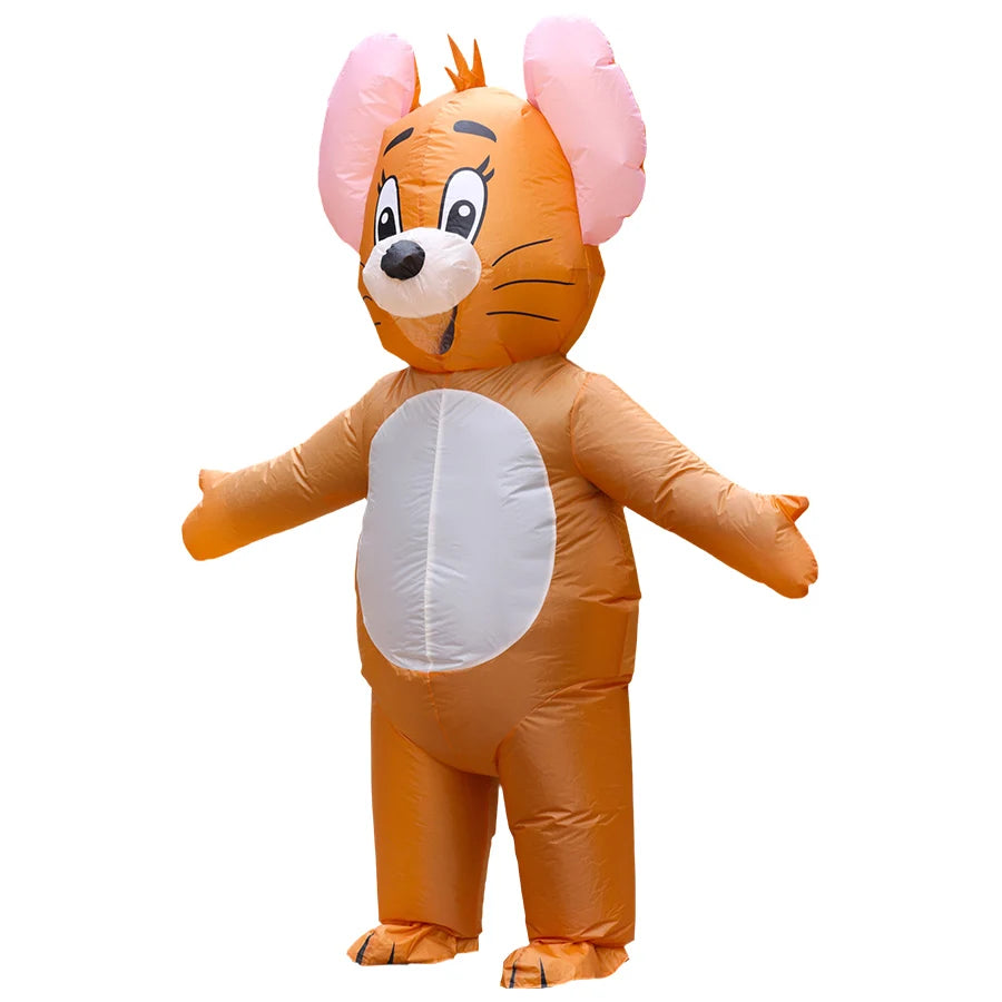 Cartoon Animal Character Inflatable Costume - Adult Cute Unique Standing Shark Inflatable for Halloween Christmas Party Play