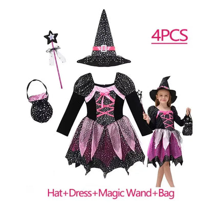 Halloween Costume for Girls Dress Scarlet Witch Vampire Devil Ghost Bat Dress Up Kids - A / 11-12Y (Size 160)