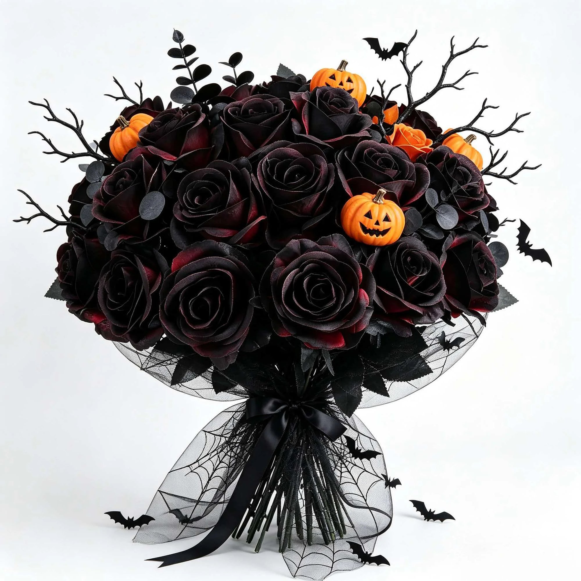 Black Burgundy Rose Halloween DIY Floral Kit Eucalyptus Pumpkin Gothic Stems - product image 1