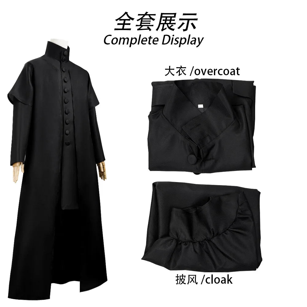 Professor Severus Snape Costume Magic Boarding School School Black Cape Shirt Suit Into Human Robe - C / XS（old）