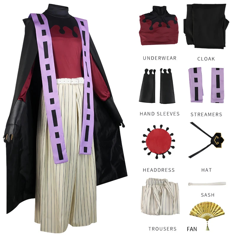 Anime Douma Costume Demon Costume Slayer Tops Cloak Pants Headdress Fan Douma Suti Wig - Style D / XXXL