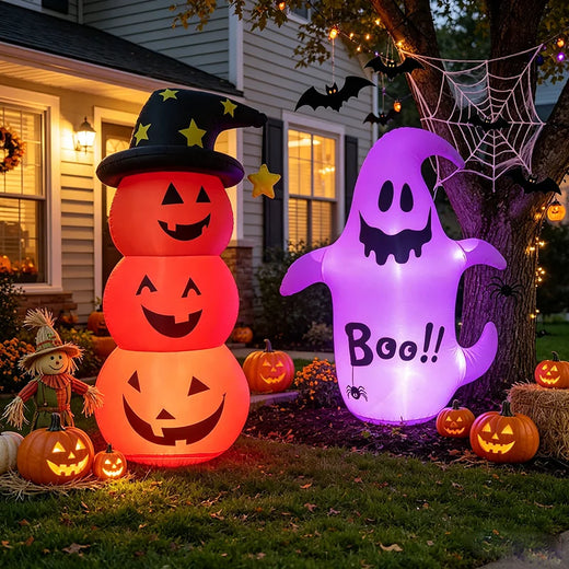 Pvc Inflatable Glowing Pumpkin Doll Suitable for Halloween, Halloween Inflatable Led Light-Up Ghost, - product image 1