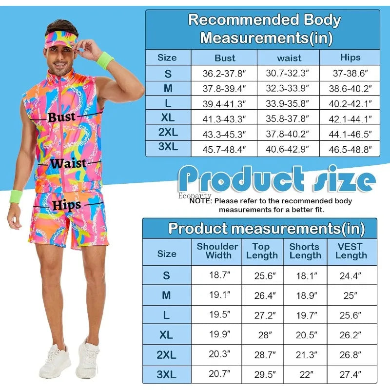 80s Workout Costume for Men Halloween Cosplay 80s 90s Workout Outfit Party Clothing for Adult Mens Include - product image 4
