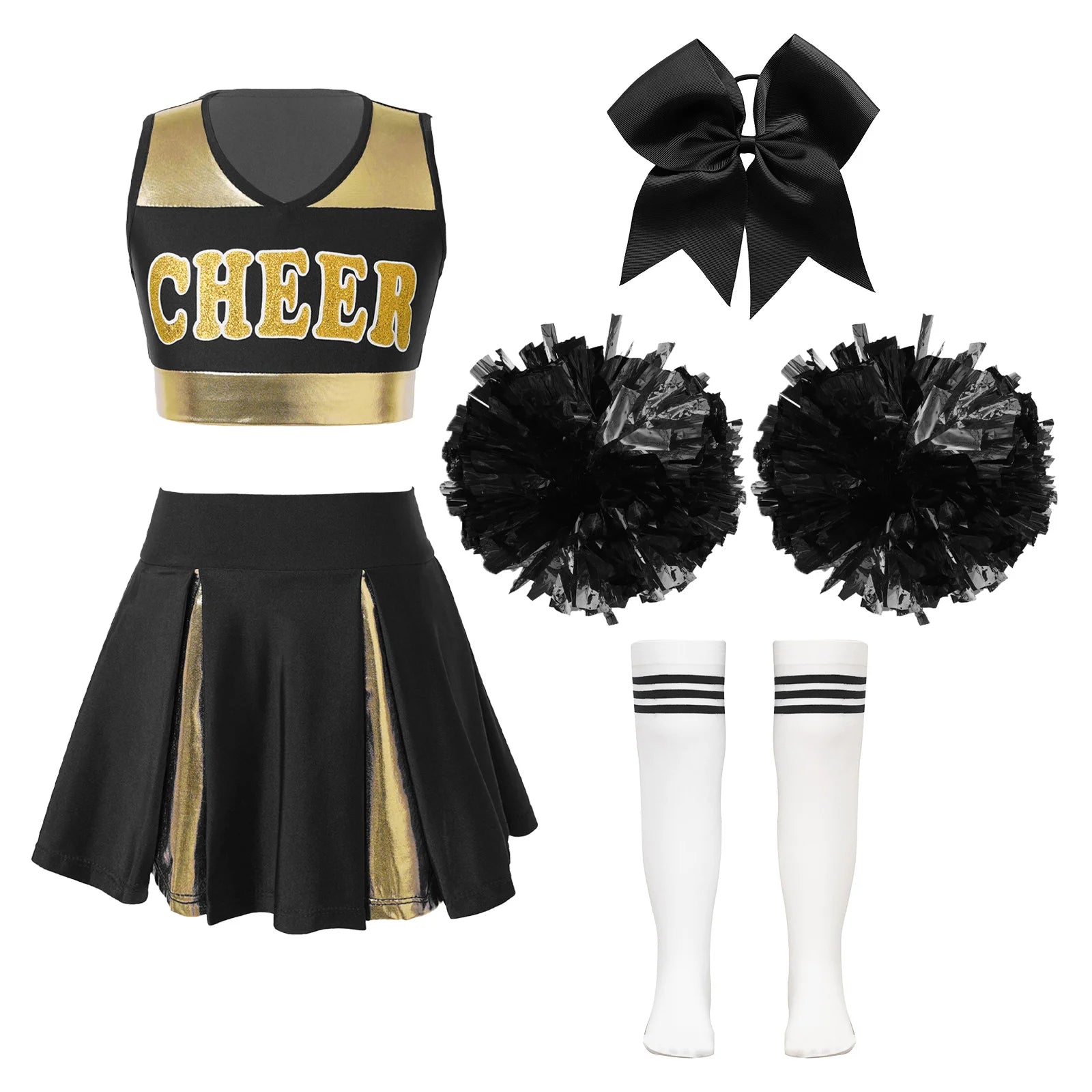 Kids' Girls Cheerleader Outfit Set Cheerleading for Birthday Cheer Uniform Costume - alternate view 11