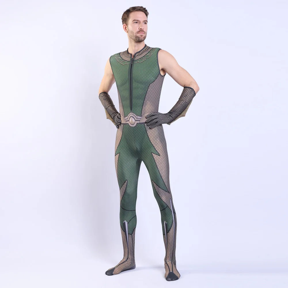 The Boys the Homelander the Deep Movie Costume Adult Boys Spandex Zentai Halloween Costume - bodysuit gloves / kid S 100-110c