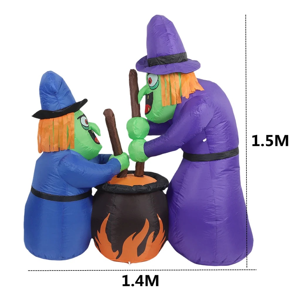 5FT Halloween Two Witches Boiling Medicine Model Built - in LED Lights for - product image 6