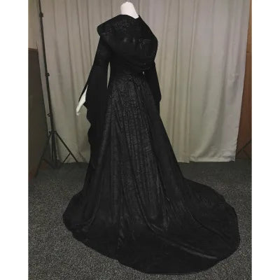 Medieval Retro Gothic Hoodie Witch Long Skirt Luxury Women's Party Dress Cosplay Vampire Halloween Adult - product image 5