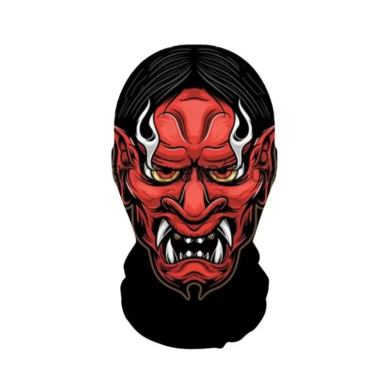 Halloween Skeleton Mask Elastic Mesh Hood Scary Costume Prop Breathable Face Cover Hood - 12