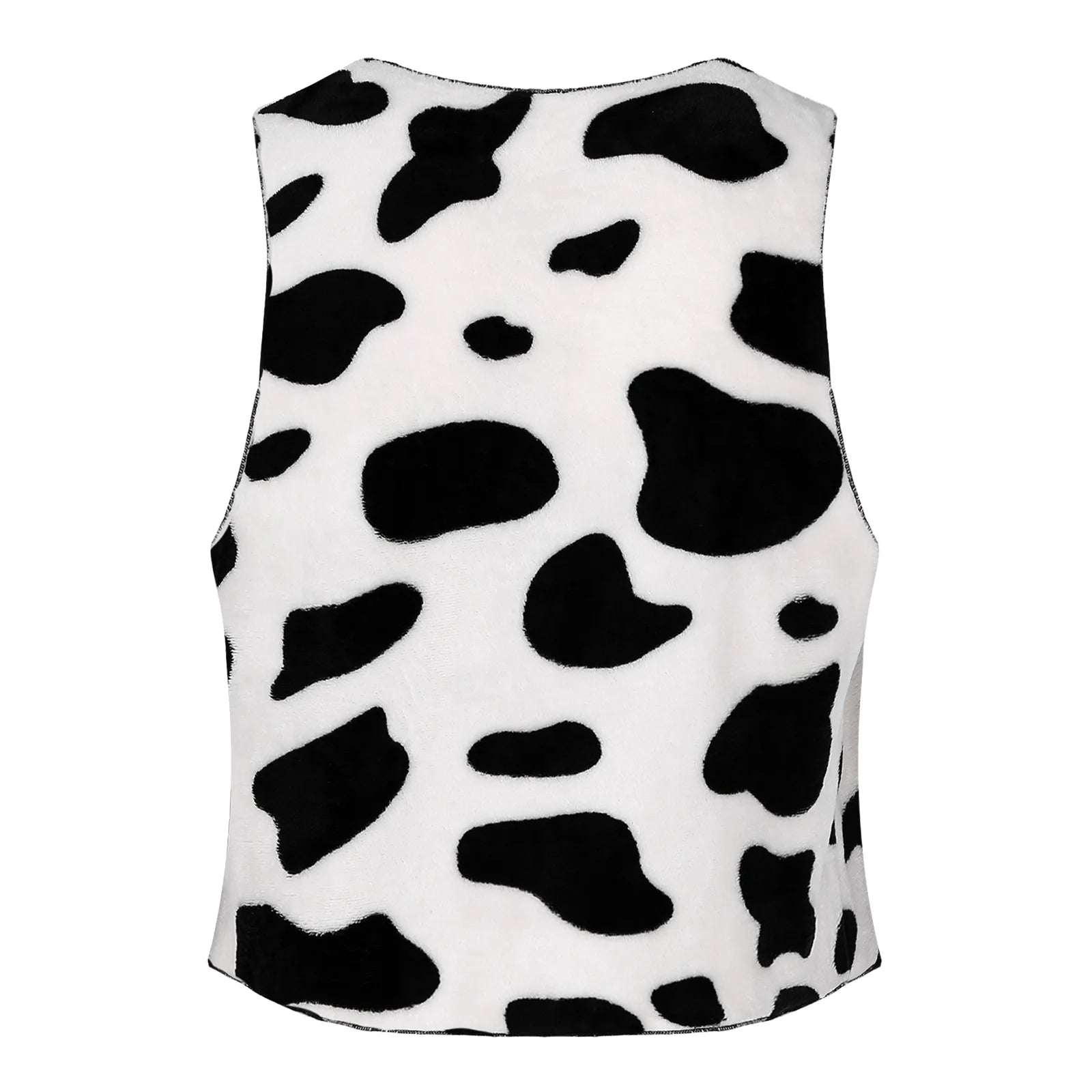 Men's Hippie Cowboy Cardigan Tops Cow Print Vest Top Halloween Costume - Black / S