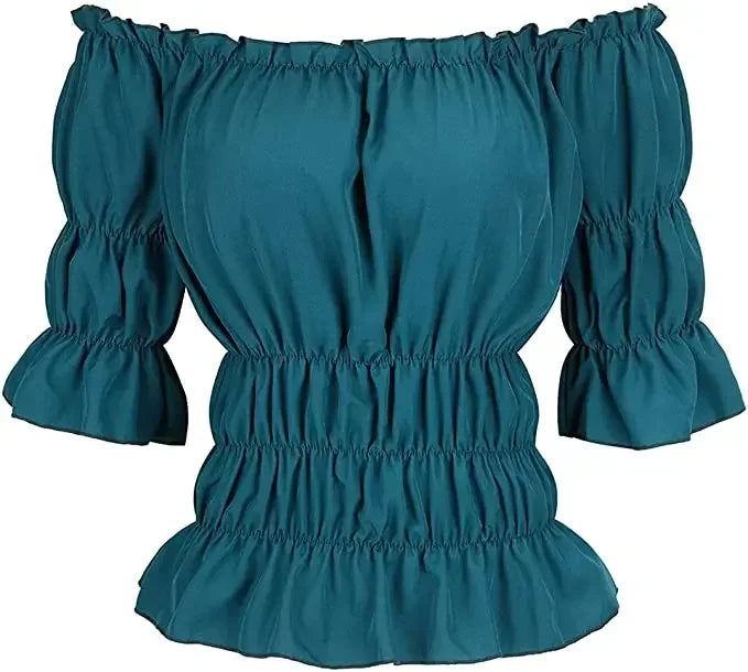 Pirate Blouse Women Medieval Peasant Costume Off Shoulder Sleeves Shirt Steampunk