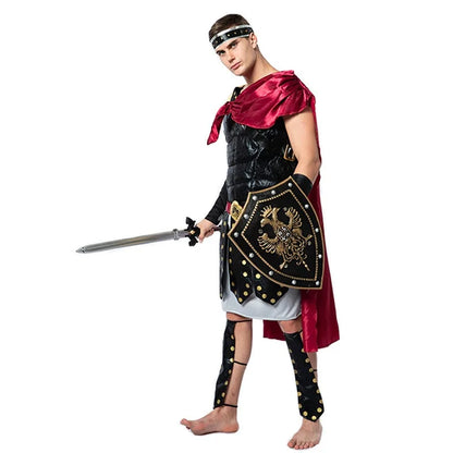 Male Roman Gladiator Soldier Costume Halloween Costume Soldier Warrior Armor Spartan - View 3