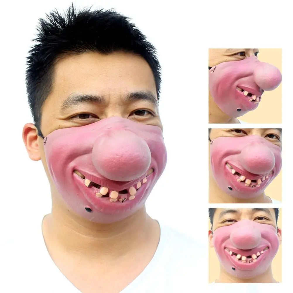 Unique Half-face Clown Mask Latex Costume Props Humorous Elastic Band Horrible Scary Masks - D