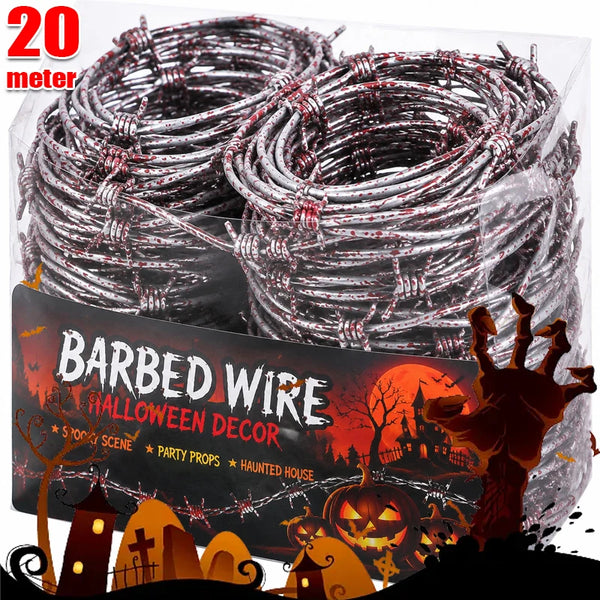 Barbed Wire Halloween Prop for Fence Decoration Simulation Fake Barbed Wires Haunted House Party Favor Backgroun Spooky
