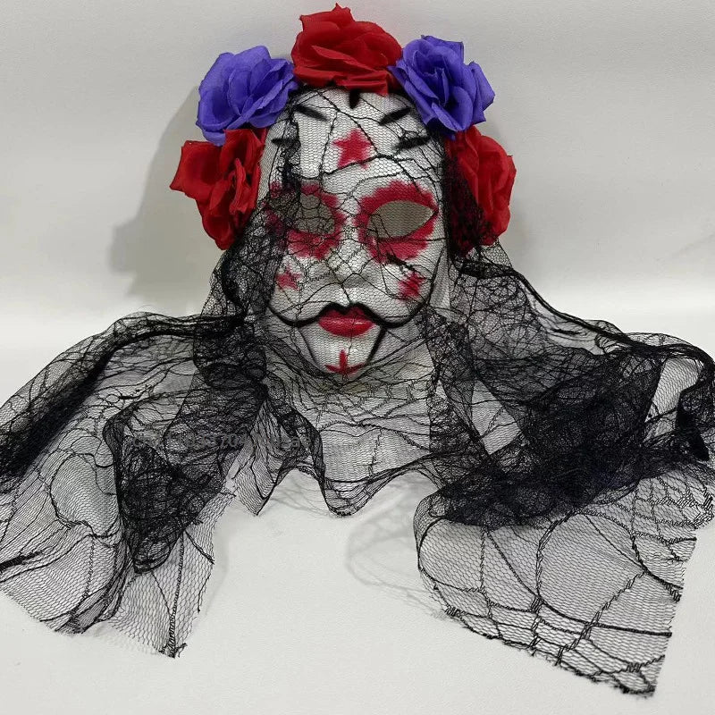 Halloween Ghost Bride Cosplay Mask Black Lace Veil Mexican Day Carnival Masks - product image 4