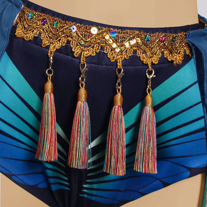 Britney Slave Costume Blue Stage Performance Dress Dance With Snake Bra Shorts Skirts Suit Women Halloween Carnival Party Suit
