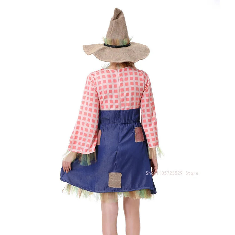 Halloween Women Wizard Scarecrow Clown Costume Stage Patchwork Pattern - product image 6