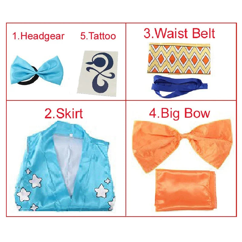 Halloween Anime Nami Costume Women's Dress Including Headgear Tattoo Stickers - Set 1 / M