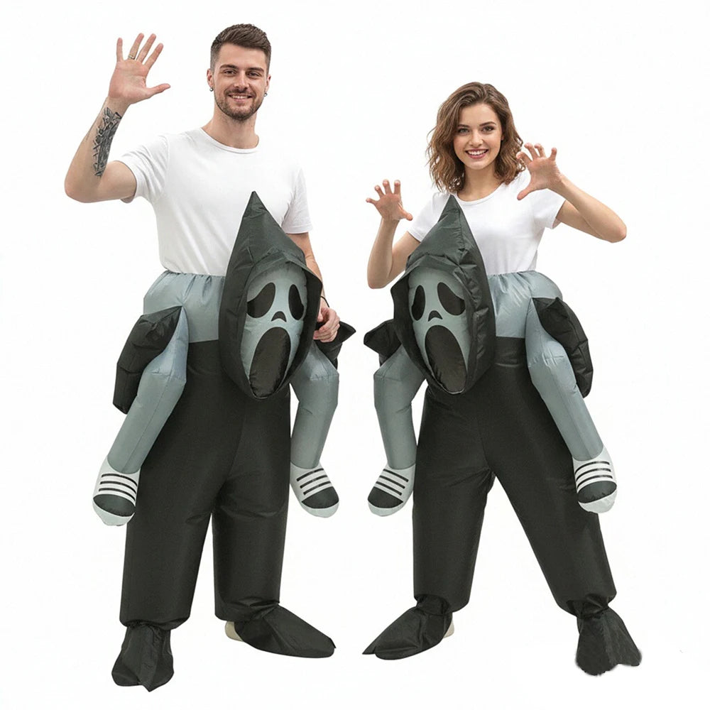 Halloween Ghost Inflatable Costume Scary Cosplay Outfit Ghost Back-Carry Pants Inflatable Cycling Carniva - product image 3