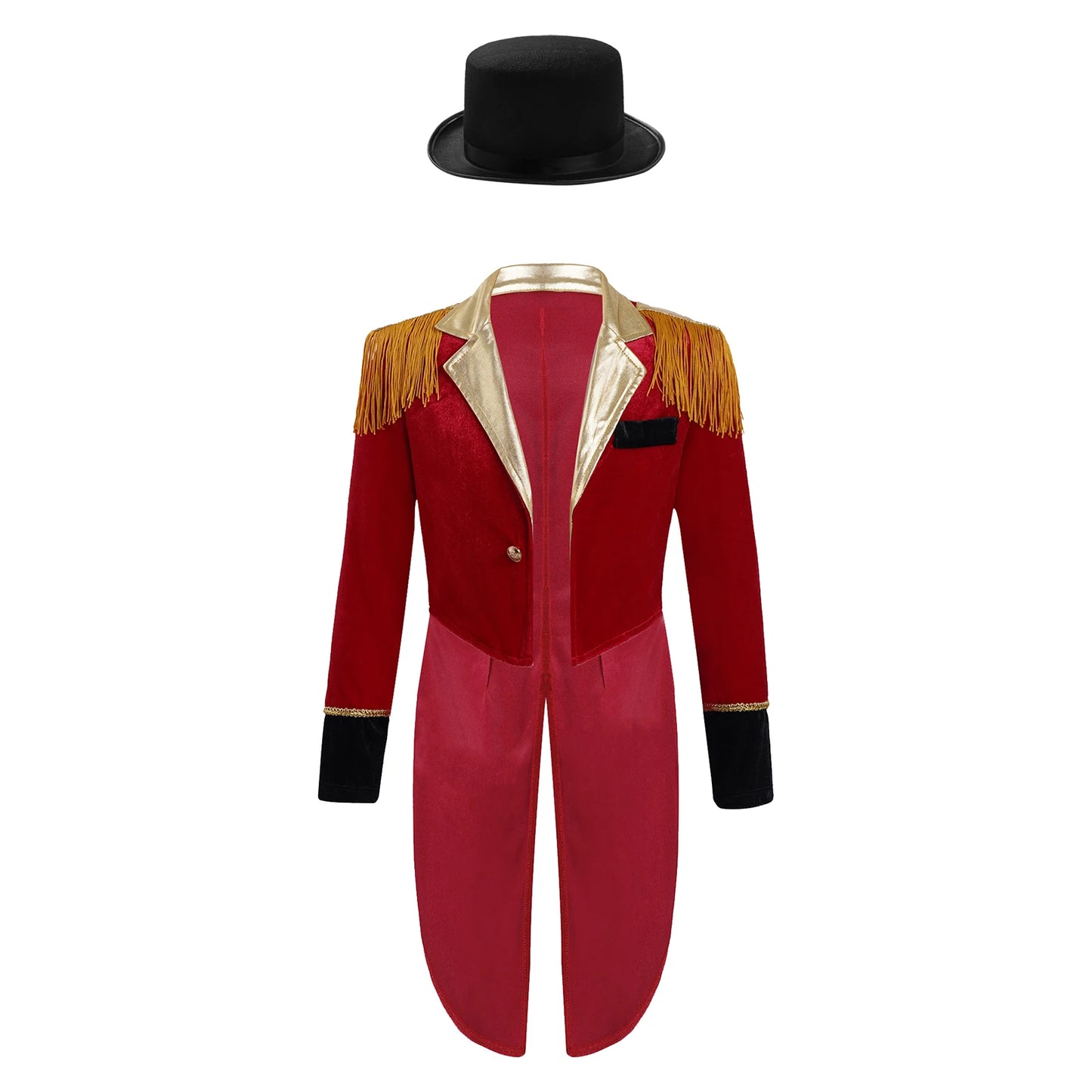 Kids' Circus Long Sleeve Lapel Tassel Tailcoat Felt Hat Ringmaster Costume - alternate view 7