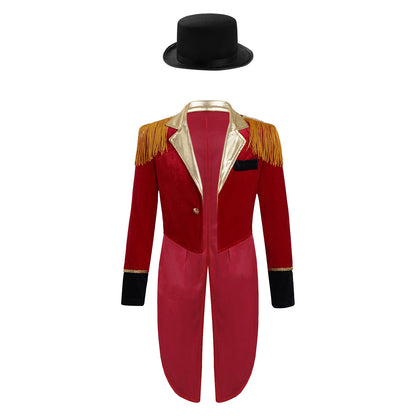 Kids' Circus Long Sleeve Lapel Tassel Tailcoat Felt Hat Ringmaster Costume - alternate view 7