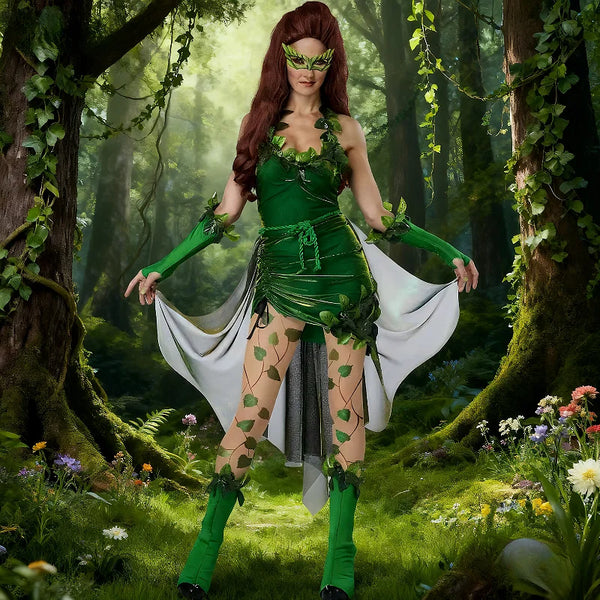 Green Leaves Tree Demon Costume for Women, Halloween Ivy Costume Set, Perfect for Cosplay Costumes forest - product image 1