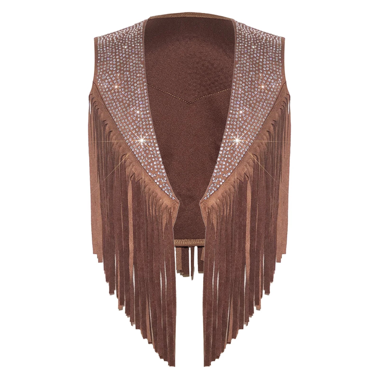 Kids' Girls Suede Fringed Vest Jacket Western Cowboy Cowgirl Sparkly Costume - alternate view 7