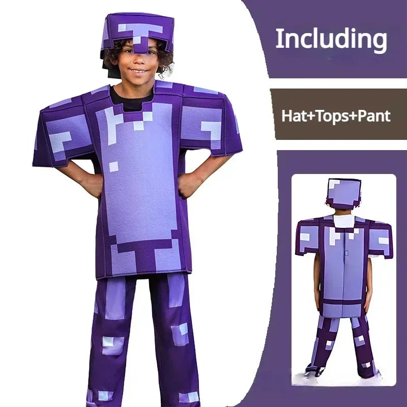 Minecraft Steve Kids' Diamond Armor 3-Piece Halloween Costume Set