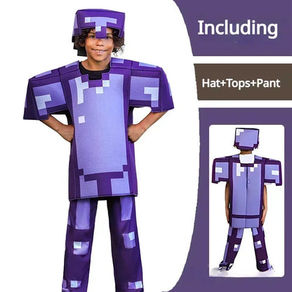 Minecraft Steve Kids' Diamond Armor 3-Piece Halloween Costume Set