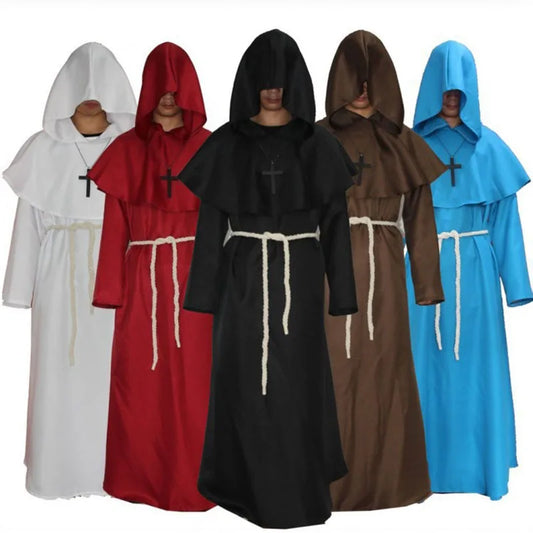 Halloween Costume Ancient Costumes Medieval Monk Costumes Monk Robes Wizard Costumes - black / XXL