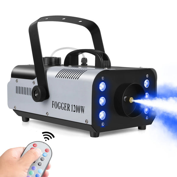 U'King 1200W Fog Machine 6LEDs Remote Fogger Ejector Disco Colorful Smoke Machine DJ ChristmasParty