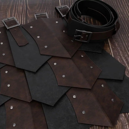Medieval Viking Knight Gladiator Leather Belt Tasset Faulds Roman Warrior Costume Larp - Brown / One Size