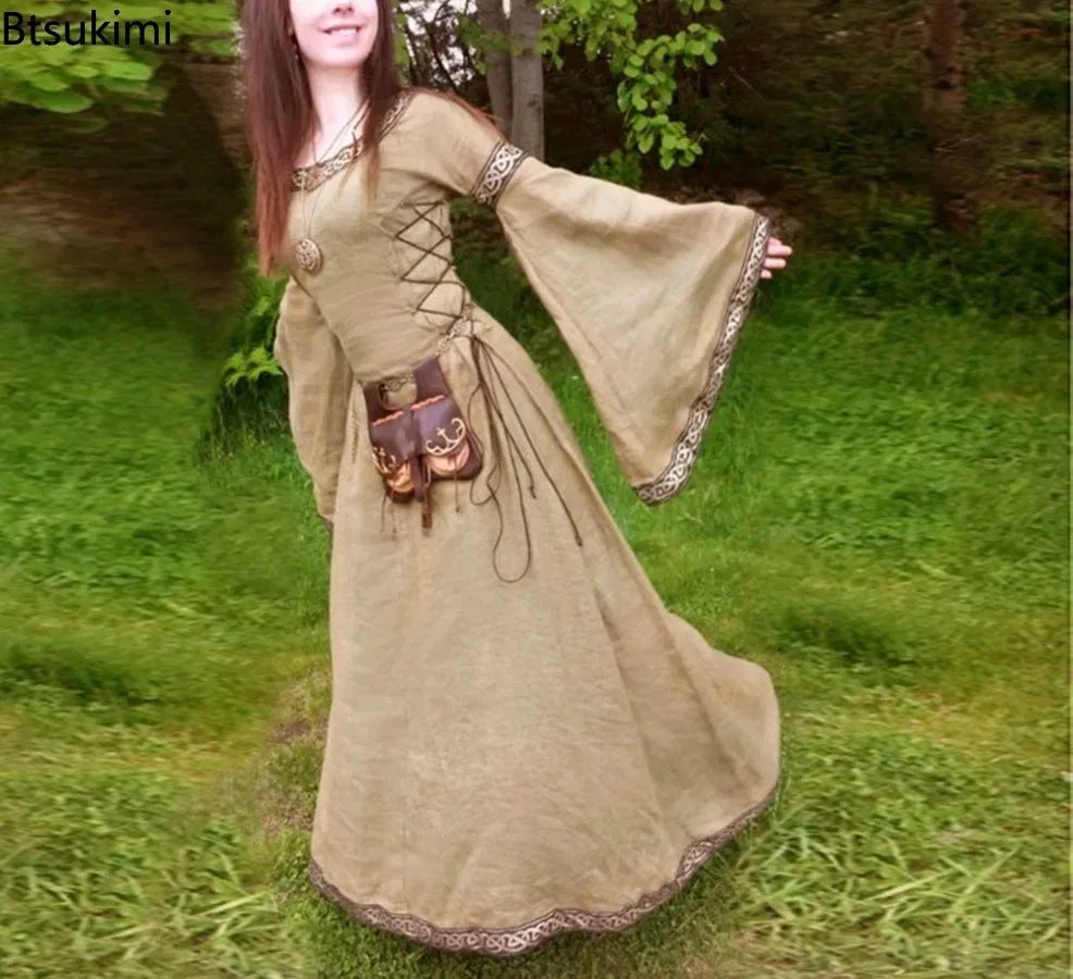 Women's Medieval Classical Long Sleeve Middle Ages Renaissance Costume - alternate view 2
