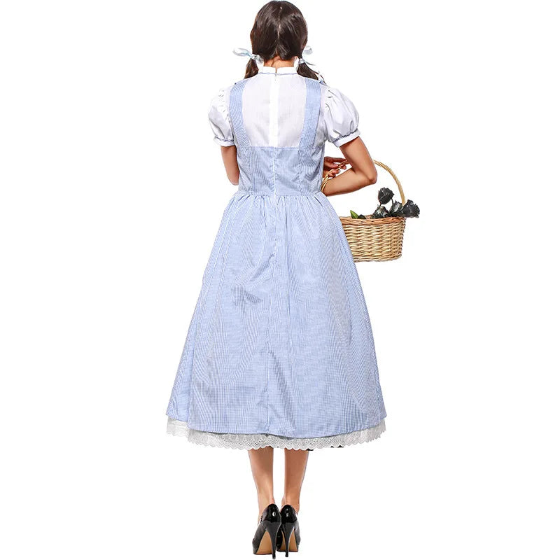 Halloween Costume Fairy Tale the Wizard of Oz Actress Dorothy Alice Dress - WHITE / XL